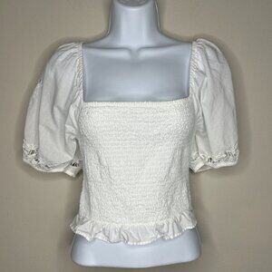 NWOT American Eagle Womens Crop Smocked Square Neck Babydoll Peplum Top Size M